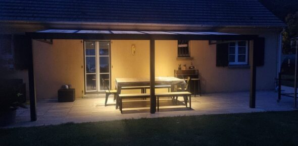 Pergola extérieure alu de nuit